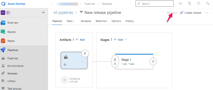 Azure DevOps Release - Save release
